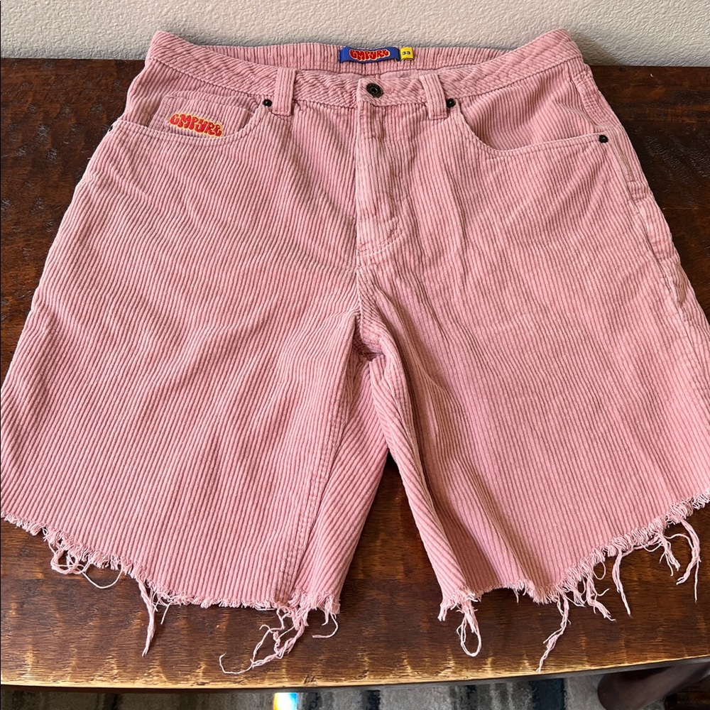 EMPYRE Cut-Off Corduroy Baggy Bermuda Jorts Pants Grunge Rose Pink Men's Size 33